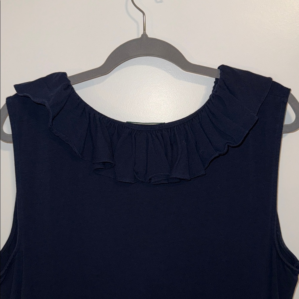 Navy Ruffle Neck Dress - Picture 4 of 4